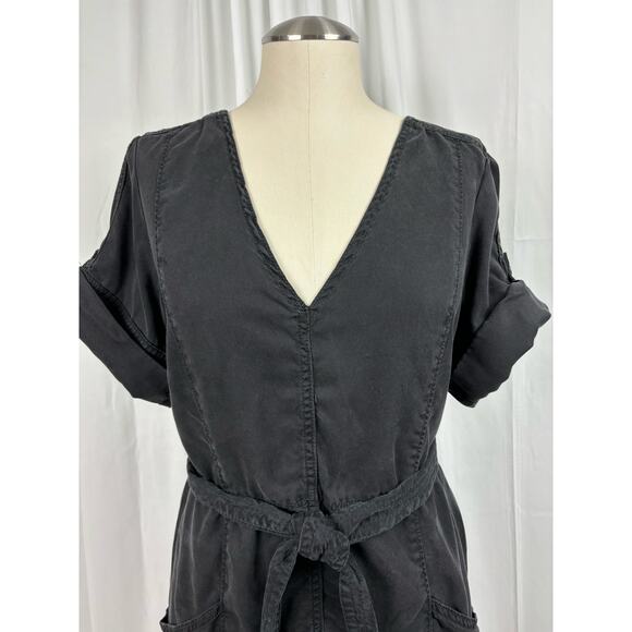 Pilcro Anthroplogie Washed Black V Neck SS Cargo Shirt Dress Size M - Picture 2 of 13